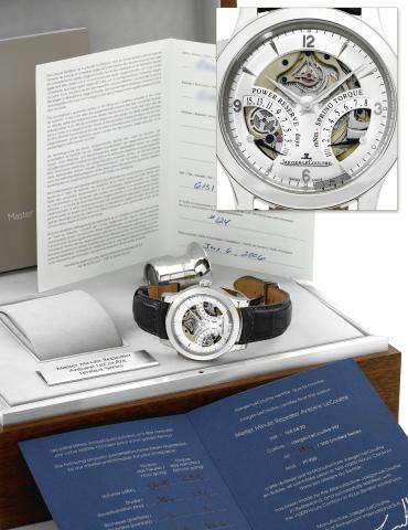 Jaeger-LeCoultre Platinum Master Minute Repeater.Jaeger-LeCoultre, Master Minute Repeater Antoine LeCoultre, No..124/200, case No. 0045, Ref. 151.6.67.S. Made in a limited edition of 200 pieces in.2006, sold on July 6, 2006..Very fine and rare, oversized,