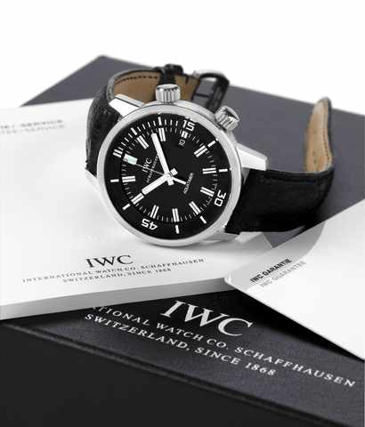 IWC Steel Aquatimer.International Watch Co., Schaffhausen, Aquatimer.Automatic, case No. 3344700, Ref. 3231. Made in 2008..Fine, center seconds, self-winding, water-resistant, stainless.steel diver's wristwatch with date, two crowns and a stainless.steel 