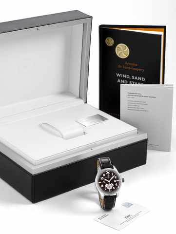 IWC White Gold Pilot _ UTC -.Edition Saint Exupery.International Watch Co., Schaffhausen, Fliegeruhr/UTC.Automatic, No. 090/250, Ref. 3261. Made in a limited.Antoine de Saint Exupery edition of 250 pieces in 2008..Fine and rare, two time zone, independent