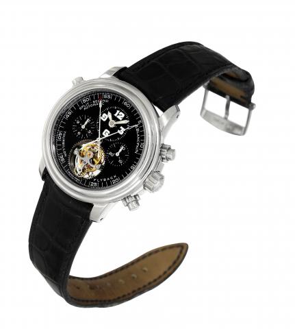 Blancpain Flying Tourbillon Split Limited.Blancpain, Tourbillon Fly-Back Rattrapante, Ref. 2100. No. 12/99 of a limited edition of 99 pieces. Made in 1999 to celebrate the.10th anniversary of the creation of Blancpain's first split second chronograph..Ver