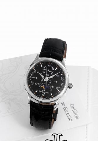 Jaeger-LeCoultre Stainless Steel Master.Perpetual.Jaeger-LeCoultre, Master Perpetual, No. 550, Ref..140.8.80.S. Made in the 1990's..Very fine and elegant, center seconds, self-winding, waterresistant.stainless steel wristwatch with perpetual calendar, lea