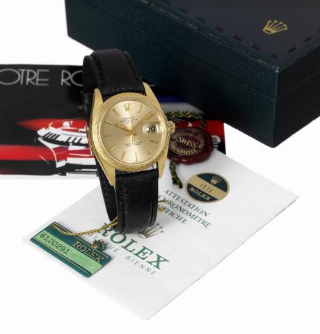 Rolex Ref. 1514 - Date.Rolex, Oyster Perpetual, Date, Superlative Chronometer, Officially Certified, case No 6120291, Ref. 1514/1500. Sold on October.29th, 1979..Fine and very rare, center-seconds, self-winding, water-resistant, 18K yellow gold chronomete