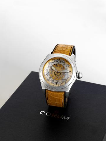 Corum Chinese Zodiac.Corum, Bubble _ Chinese Zodiac, case No. 830849.Ref. 82.150.20. Made in a limited edition in the 2000s..Fine and unusual, large and curved, self-winding, water.resistant, stainless steel wristwatch with center-seconds, date.thick dome