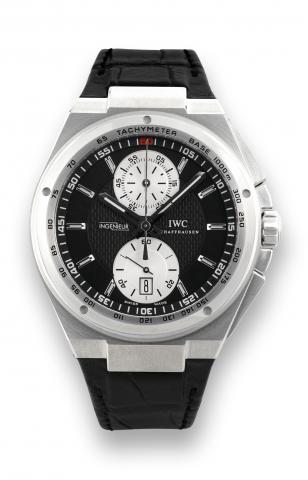 IWC Big Ingenieur Chronograph.IWC, International Watch Co., Schaffhausen, Big Ingenieur.Chronograph, movement No. 3008744, case No. 3390999.Ref. IW378401. Made in 2009..Very fine, large, tonneau-shaped, self-winding, waterresistant.stainless steel wristwa