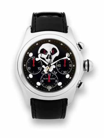 Corum Bubble Jolly Roger Chronograph.Corum, Bubble Automatic, THE COLLECTOR SERIES.No. 325/ 500, case No. 783615, Ref. 285.140.20. Made in a.limited edition of 500 pieces in 2001..Fine, curved, self-winding, water-resistant, stainless steel.wristwatch wit