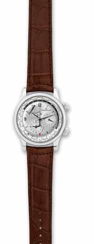 Jaeger-LeCoultre Steel Master Control.Geographic.Jaeger-LeCoultre, Master Control 1000 Hours-.G_ographique, Automatic, case No. 2446577.Ref. 146.8.32 S. Made in 2007, sold July 28th, 2008..Very fine, World Time, center seconds, self-winding.water resistan