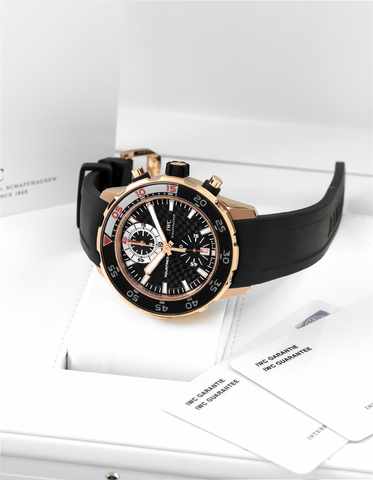 IWC - Pi nk Gold.Aquatimer - Flyback Chronograph.International Watch Co., Schaffhausen, Aquatimer, Flyback.Chronograph, case No. 3453814, Ref. 3769. Made in 2008..Fine, center seconds, self-winding, water-resistant, 18K pink.gold diver's wristwatch with r