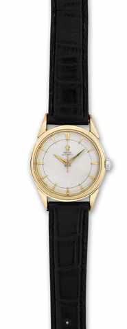 Omega Ref. 2597 Steel & Gold-Plated.Omega, Automatic, No. 12335064, Ref. 2597-6. Made in.the late 1950s..Fine and rare, center seconds, self-winding, waterresistant.stainless steel Staybrite and yellow gold-plated.wristwatch..To be sold without reserve