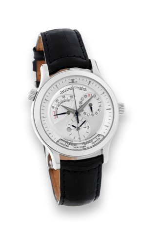 Jaeger-LeCoultre -.steel Master Geographique.Jaeger-LeCoultre, Master Control 1000 Hours _.G_ographique, No. 8404, Ref. 142.8.92. Sold on November.1st, 2004..Very fine, World Time, center seconds, self-winding, waterresistant.stainless steel wristwatch wi