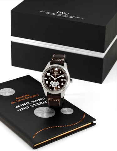 IWC - Steel - Pilot - UTC -.Edition Saint Exupery.International Watch Co., Schaffhausen, Fliegeruhr/UTC.Automatic, No. 0365/1188, Ref. 3261. Made in a limited.Antoine de Saint Exupery edition of 1188 pieces in 2008..Fine, two time zone, independently adju