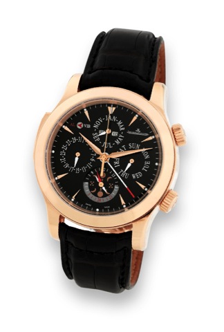 PINK GOLD GRAND REVEIL PERPETUAL.CALENDAR ALARM.Jaeger-LeCoultre, Perpetual Calendar - Master Grand Alarm.No. 252, Ref. 149.2.95. Made circa 2007. *.Very fine, large, center seconds, self-winding, water.resistant, 18K pink gold wristwatch with perpetual c