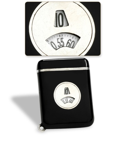 CLARTE FOR HERMES DIGITAL.PURSE WAT CH.Clart_, Swiss, made for Hermes, Paris..No.1801. Made in the 1930s..Sterling silver and black enamel Art Deco.keyless purse watch with digital jumphour.display..To be sold without reserve