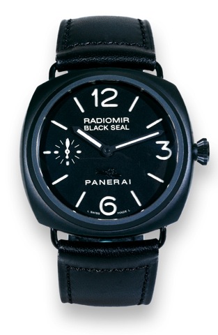 Panerai PAM 292, Black Seal Ceramic.Panerai, Firenze 1860, Radiomir - Black Seal - Ceramic, case.No. BB1262295, Ref. OP6723. Sold in May, 2008.Very fine and unusual, large, cushion-shaped, water-resistant.blackened stainless steel and ceramic chronometer 