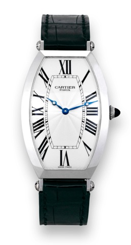 Cartier Platinum Tonneau Cintr_e XL.Cartier, Paris, Tonneau Cintr_e XL, No. 067, Ref. 2803 H..Made in the 2000s..Very fine and rare, tonneau-shaped, curved, platinum.wristwatch with an 18K white gold Cartier deployant clasp..Accompanied by fitted box, war