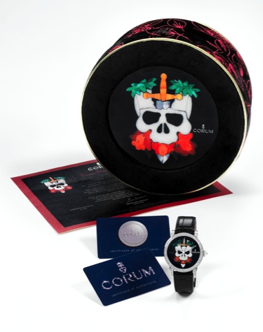 Corum Artisan.Classical Va nitas.Corum, Artisan Classical Vanitas, No. 15/50.No. 1724013, Ref. 982.202.69. Made in a limited.edition of 50 pieces, circa 2009..Very fine and rare, diamond-set, mother-of.pearl and precious stones, self-winding.center-second