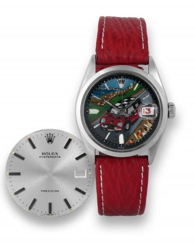 Monte Carlo Rally.Rolex Oysterdate Precision, case No. 958943, Ref. 6294..Made in 1953..Fine, and unusual, tonneau-shaped, center second, stainless.steel wristwatch with date. Accompanied by the original dial.