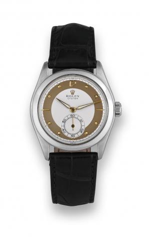 Rolex Ref. 6082 _ Two-Tone Dial.Rolex, Oyster, No. 814058, Ref. 6082. Made in 1951..Fine and rare, water-resistant, stainless steel wristwatch with.two-tone dial.