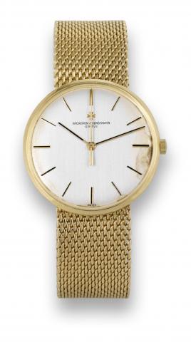 Vacheron Constantin.Vacheron Constantin, Geneve.movement No. 613229, case No..455311, Ref. 6564. Made circa 1970..Very fine, center seconds, 18K yellow.gold wristwatch with an 18K yellow gold.integrated mesh bracelet..To be sold without reserve