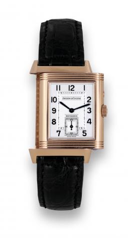 Jaeger-Lecoultre Pink Gold Reverso Night-Day.Jaeger-LeCoultre, Reverso - Duo Face Night-Day, case No. 1833214, Ref. 270.2.54. Made circa 2000..Very fine, rectangular, 2 individually adjustable time zones, double-dial, 18K pink gold reversible wristwatch w