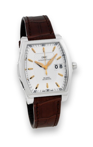 IWC Steel Da Vinci.International Watch Co., Schaffhausen, Da Vinci, Automatic.case No. 3232967, Ref. 4523. Made in 2009..Fine, tonneau-shaped, water-resistant, self-winding.center seconds, stainless steel wristwatch with large.date and a stainless steel I