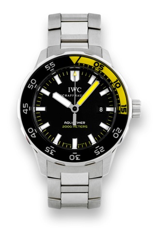 IWC Aquatimer 2000m.International Watch Co., Schaffhausen, Aquatimer 2000 m.Automatic, case No. 3426713, Ref. 3568. Made in 2009, sold.September 5, 2009..Fine, center seconds, self-winding, water-resistant, stainless.steel diver's wristwatch with date and