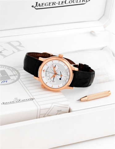 Jaeger-Lecoultre - Pink Gold.G_ographique.Jaeger-LeCoultre, Master Control 1000 Hours _.G_ographique, No. 0199, Ref. 142.2.92. Made circa 2001..Very fine, World Time, center seconds, self-winding, water.resistant, 18K pink gold wristwatch with date, 40-ho