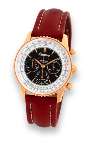 Breitling - Pink Gold - Navitimer.MontbrIllant - Special Series.Breitling Navitimer Montbrillant, Ref. H 30030.1. Made in.the 1990s..Very fine, self-winding, water-resistant, 18K pink gold.wristwatch with round button chronograph, registers.telemeter, sli