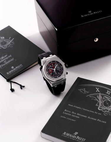 Audemars Piguet Royal Oak Offshore, Alinghi Polaris.Audemars Piguet, Royal Oak Offshore Alinghi Polaris, movement No. 634797, No. 1938, case No. F53198, Ref. 26040ST..Made in a limited edition of 2000 examples in 2006..Very fine and rare, large, octagonal