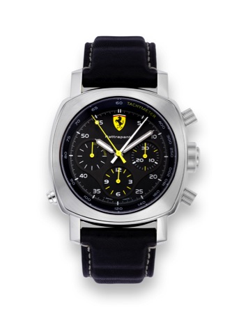 Panerai FER 00010 - Ferrari - Split.Engineered by Officine Panerai, Scuderia Rattrappante,.No. FB 356/500, case No. BB 1240993, Ref. F 6657..Made in a limited series of 500 examples circa 2006..Fine, cushion-shaped, large, and water resistant to 100.m, se