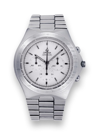 Speedmaster Smooth Line Professional.Omega, Speedmaster Professional, Smooth Line made.for the German market Ref. 145.0040, case No. 3450803.movement No. 44121084. Made circa 1982..Fine, water-resistant, stainless steel wristwatch with round.button chrono