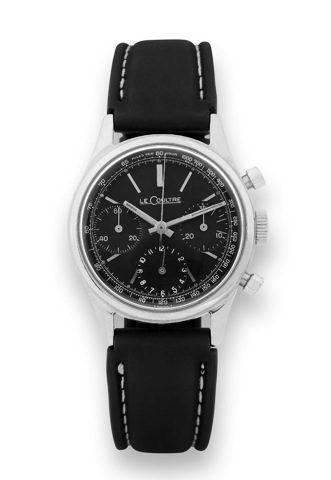 LECOULTRE CHRONOGRAPH.LeCoultre, Swiss. No.301115. Made in the 1960s..Very fine and unusual, stainless steel round-button.chronograph wristwatch.