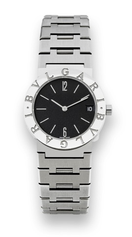 Bulgari Steel Quartz.Bulgari, case No. 294761, Ref. BB 30 SS. Made circa 2000..Fine, stainless steel mid-size quartz wristwatch with date and an integrated stainless steel Bulgari link bracelet.with deployant clasp. Accompanied by the original fitted box,