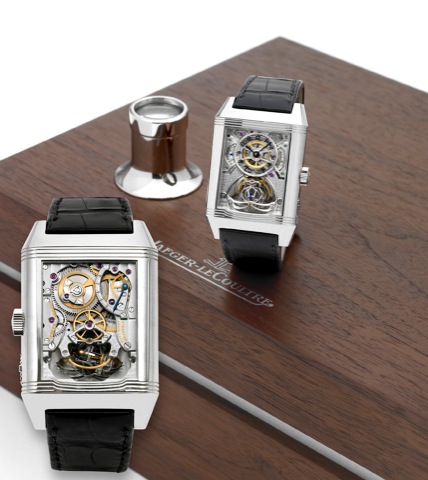 Jaeger-LeCoultre - Platinum - Reverso Gyrotourbillon 2.Jaeger-LeCoultre, Reverso Gyrotourbillon 2, No. 52/75, case No. 247.6.07.Ref. 233.64.20. Made in a limited edition of 75 pieces circa 2009..Very fine and rare, large, rectangular, reversible platinum 
