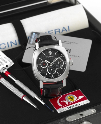 Ferrari - Fer 00015 - Perpetual Calendar.Engineered by Officine Pa nerai.Ferrari, Perpetual Calendar, No. FB 229/247, case No. BB.1261426, Ref. F 6719. Made in a limited series of 247 pieces.to commemorate the 60th anniversary of Ferrari in 2007..Fine, cu
