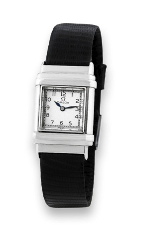 Omega Marine.Omega, case No. 9393399, Ref. CK 679. Made in the.late 1930s..Very fine and rare, rectangular, water-resistant, Staybritecased.midsized wristwatch.