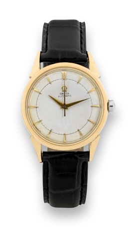Omega Ref. 2597.Omega Ref. 2597 Steel & Gold-Plated Omega, Automatic, No. 12335064, Ref. 2597-6. Made in the late 1950s..Fine and rare, center seconds, self-winding, water-resistant, stainless steel Staybrite and yellow gold-plated.wristwatch..To be sold 