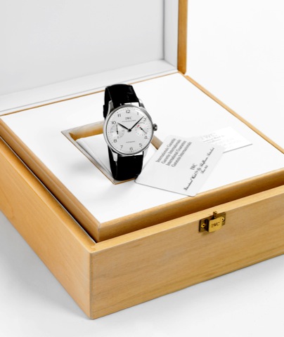 IWC Platinum Portuguese 2000.International Watch Co., Schaffhausen, Portuguese Automatic 2000, No. 135/250, case No. 2752086, Ref. 5000. Made in a.limited edition of 250 pieces in platinum in 2000 in celebration of the new millennium..Very fine and rare, 