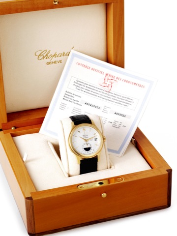 Chopard L.U.C. Dual Time-Zone GMT.Chopard, L.U.C. Automatic GMT, No. 0074/1860.movement 4005521, case No. 985343, Ref. 16/1867. Made in.a limited edition of 1860 pieces, circa 2002..Very fine, two time zone, center-seconds, self-winding, waterresistant.18