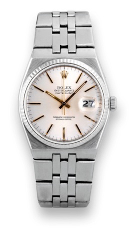 Rolex Ref. 17014 Steel and Gold Oysterquartz.Rolex, Oysterquartz Datejust, Superlative Chronometer Officially Certified, case No. 7596440, Ref. 17014..Made in 1983..Fine, center seconds, tonneau-shaped, water-resistant, stainless steel and 18K white gold 