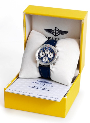 Breitling Navitimer 1461.Breitling, Navitimer 1461 S_rie Limit_e Etanche.No. 10 0781/1000, Ref. A 38022. Sold on January 31st, 1997..Fine and rare, self-winding, water-resistant, stainless steel.wristwatch with perpetual calendar up to 4 years, the.52 wee