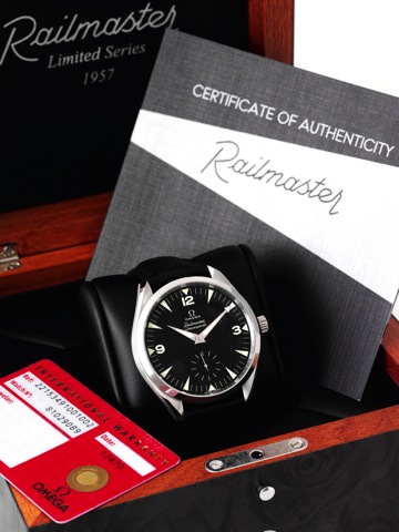 Omega White Gold Railmaster XXL.Limited Edition.Omega, Railmaster - Chronometer, No. 108/157, movement.and case No. 81029089, Ref. 221.534.910. Made in a.limited series of 157 examples in 2007 to celebrate the 50th.anniversary of the Railmaster launch..Fi