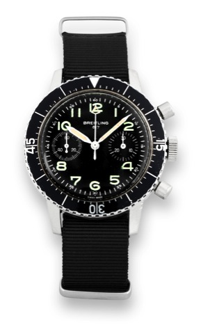 Breitling, Ref. 817.Breitling, Chronograph. Made in the 1970's..Fine, water-resistant, stainless steel wristwatch with round.button chronograph and register.