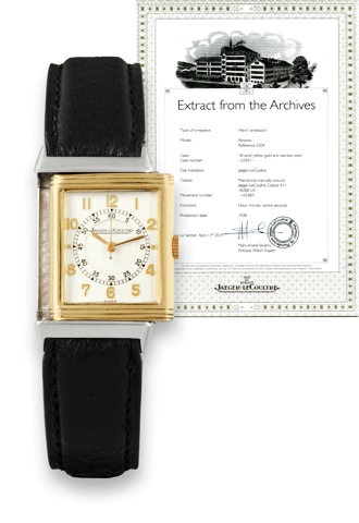 18K Gold & Staybrite Reverso - Center Seconds.Jaeger-LeCoultre, Reverso, movement No. 103387, case No. 53451, Ref. 2204. Made in 1938..Fine and rare, center-seconds, rectangular, reversible, 18K yellow gold and Staybrite stainless steel wristwatch.