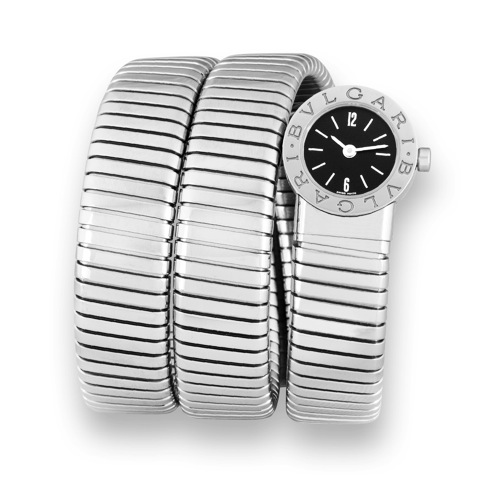 Bulgari Steel Tubogas.Bulgari, Tubogas, case No. D299547, Ref. BB191TS. Sold in.December 2000..Fine, elegant and rare, stainless steel lady's bracelet watch.with a classic stainless steel flexible Tubogas bracelet..Accompanied by the fitted box, warranty,