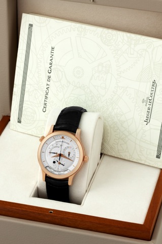 Jaeger-Lecoultre - Pink Gold.G_ographique.Jaeger-LeCoultre, Master Control 1000 Hours _.G_ographique, No. 2090, Ref. 142.2.92. Sold in.December 2002..Very fine, World Time, center seconds, self-winding.water-resistant, 18K pink gold wristwatch with date, 