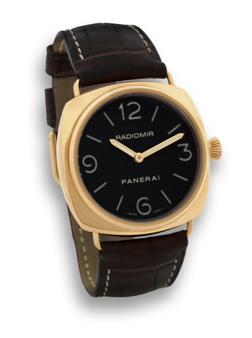 Panerai - Pink Gold - Radiomir - PAM 231.Officine Panerai, Firenze 1860, Radiomir, No. I 0411/1000.case No. BB1192408, Ref. OP 6658. Made in a limited edition.of 1000 pieces in 2006..Fine and rare, large, cushion-shaped, water-resistant, 18K.pink gold wri