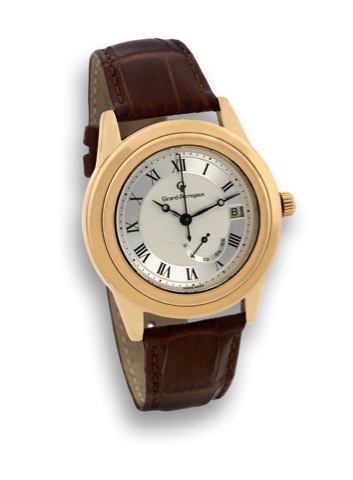 Girard-Perregaux - Pink Gold - Auto-Date.Girard-Perregaux, GP 90, case No. OR-8, Ref. 1020. Made.in the 1990's..Fine, center seconds, self-winding, water-resistant, 18K pink.gold wristwatch with power-reserve indication, date and an.18 K pink gold Girard 