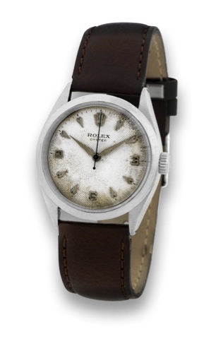 ROLEX _ STEEL _ HONEYCOMB DIAL.Rolex, Oyster, case No. 134087, Ref. 6480. Made in.the 1960's..Fine, center seconds, water-resistant, stainless steel.wristwatch.