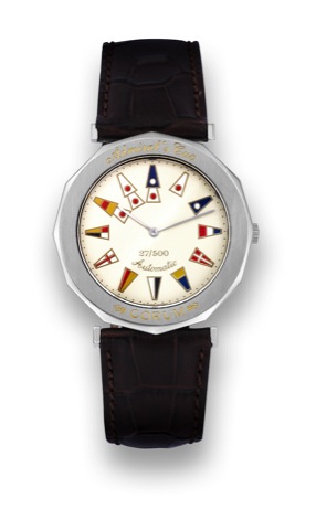 Corum Admiral's Cup, case No..161132, Ref. 58.800.20. Produced in.the 1990's..Fine, self-winding, water-resistant.dodecagonal stainless steel wristwatch..Accompanied by a fitted box and.guarantee..To be sold without reserve