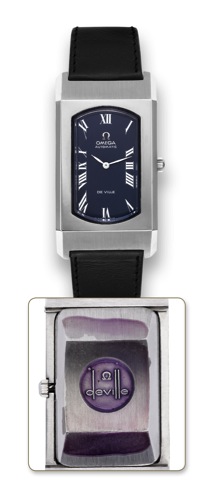 OMEGA _ STEEL _ Deauville DE VILLE.Omega, Automatic, Deauville De Ville, Ref. ST 155.0006..Made circa 1973..Fine, self-winding, water-resistant, stainless steel wristwatch.and a stainless steel Omega buckle